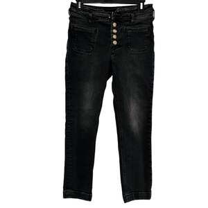 PILCRO AND THE LETTERPRESS Black Wash HIGH RISE SLIM Button Fly Jeans sz 26 x 25